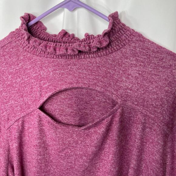knit blouse sweater mauve pink raspberry women's 1x keyhole soft easy to wear - Picture 4 of 16